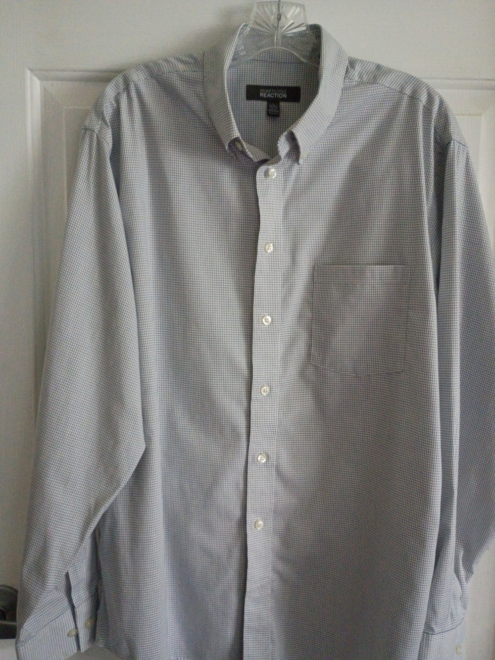 Kenneth Cole Light Blue Micro-Check Button-Up Dress Shirt